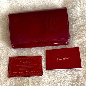 Cartier Burgundy Leather Wallet comes with Cartier Authenticity Card..